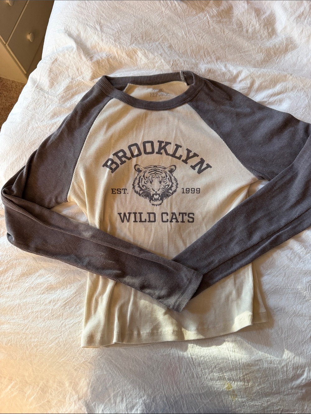Pink Republic Cream & Brown Brooklyn Wild Cats Raglan Long-Sleeve Tee